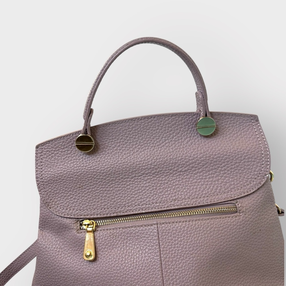 Purple Lavender Lavender Leather Flap Handbag Purse - Gold Hardware - Picture 4 of 10